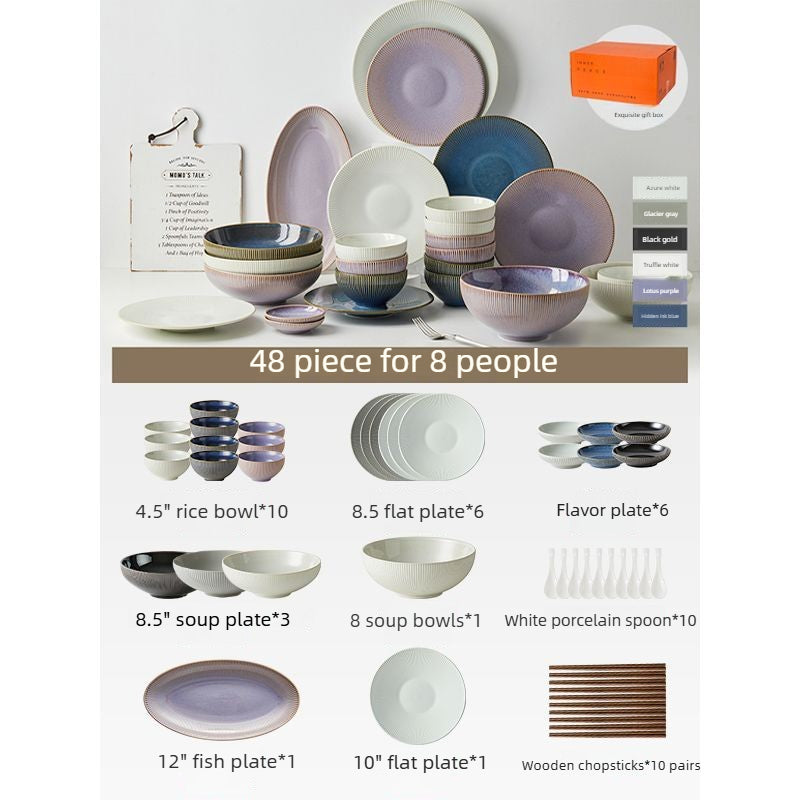 Cerelith Underglaze Color Ceramic Tableware Set, Beautiful Plates and Bowls Sets