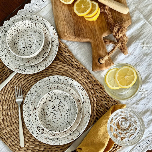 Cerelith 12 Piece Terrazzo Lumen Dinnerware Set For 4