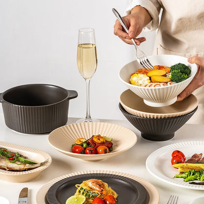 Cerelith Mocha Dinnerware Sets Underglaze Ceramic Tableware Set, Dish Set for Household New Home