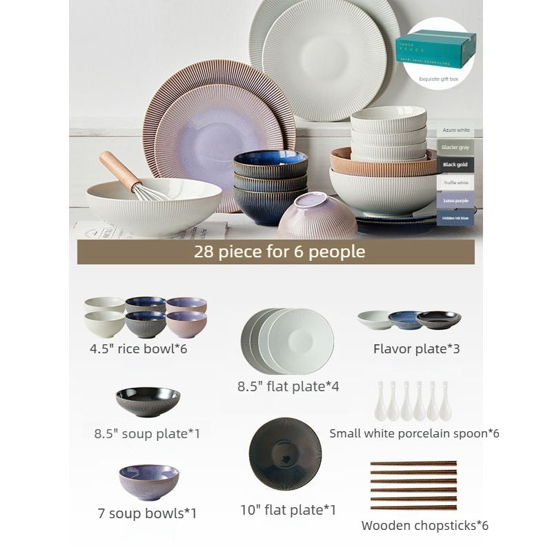 Cerelith Underglaze Color Ceramic Tableware Set, Beautiful Plates and Bowls Sets