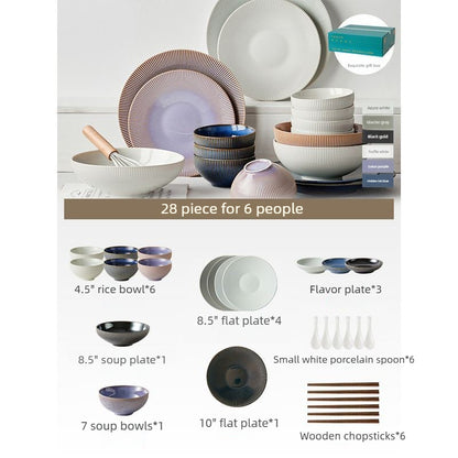 Cerelith Underglaze Color Ceramic Tableware Set, Beautiful Plates and Bowls Sets