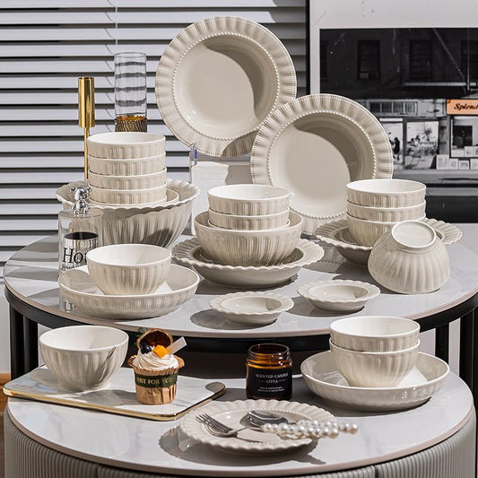 Cerelith dinnerware shell-shaped cream wind set