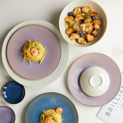 Cerelith Underglaze Color Ceramic Tableware Set, Beautiful Plates and Bowls Sets