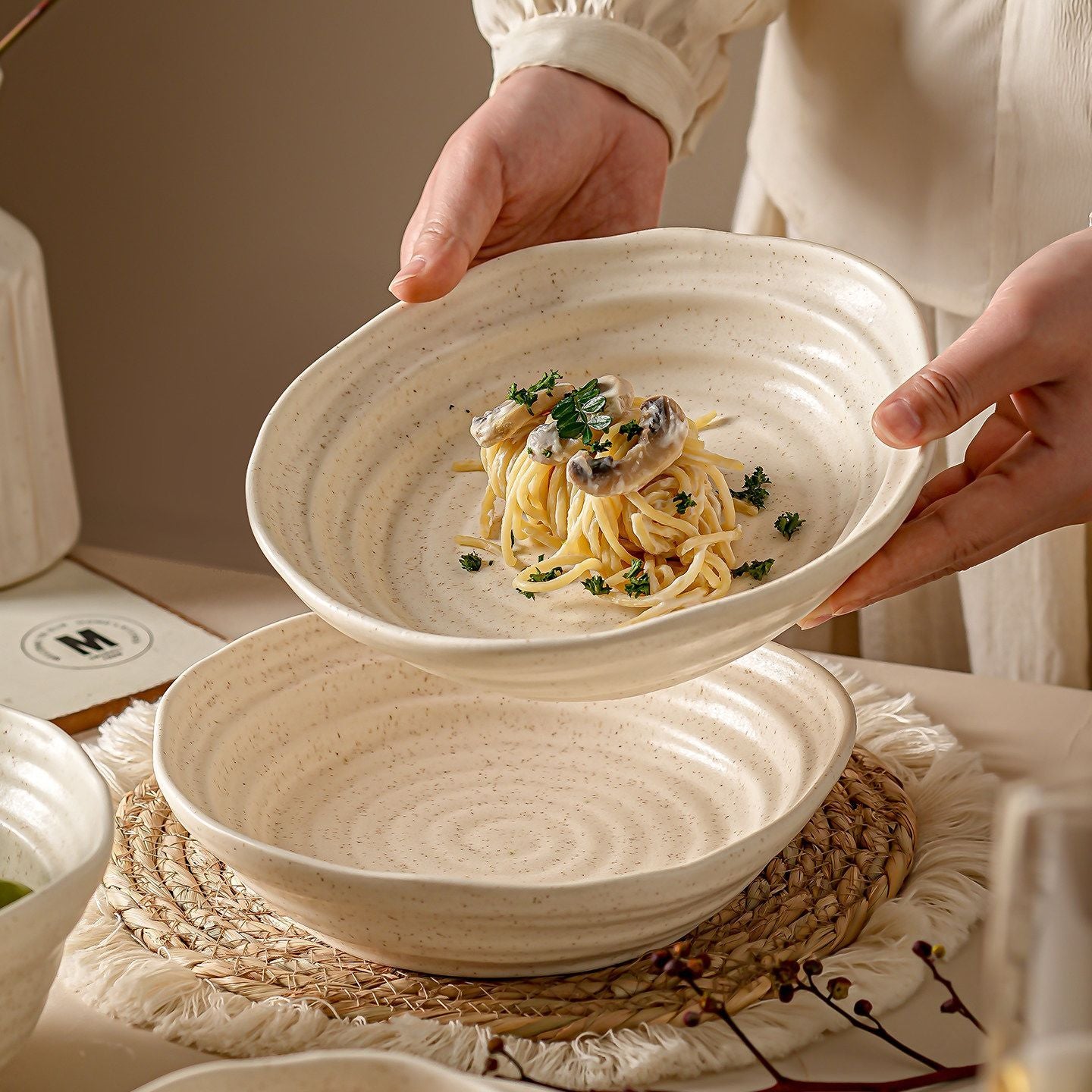 Cerelith Matte Apricot Underglaze Dinnerware Sets Tableware Set Ceramic Bowls