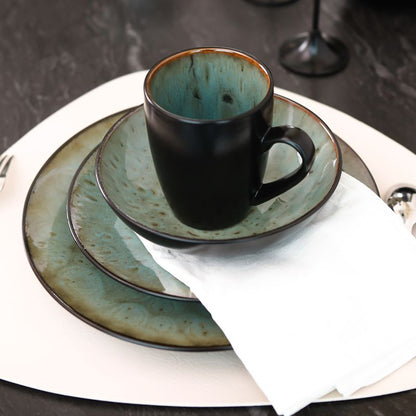 Cerelith Green Kiln-transformed Ceramic Dinnerware Dishes Set
