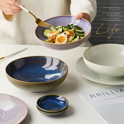 Cerelith Underglaze Color Ceramic Tableware Set, Beautiful Plates and Bowls Sets