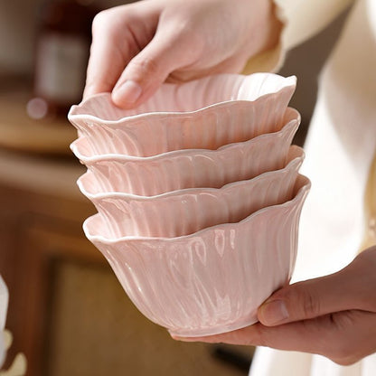Cerelith Dinnerware Sets Bowl Set Underglaze Flower Ceramic Tableware Set Full Set of 4