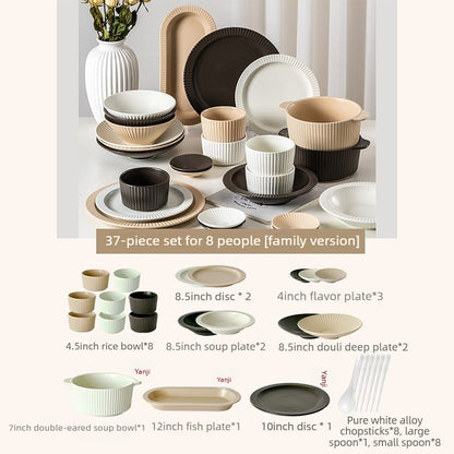 Cerelith Mocha Dinnerware Sets Underglaze Ceramic Tableware Set, Dish Set for Household New Home