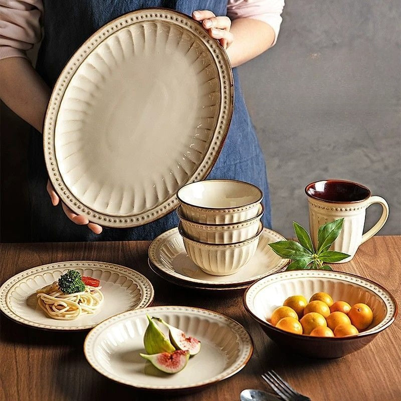 Cerelith Retro Medieval Tableware Dinnerware Set Ceramic Tableware Set