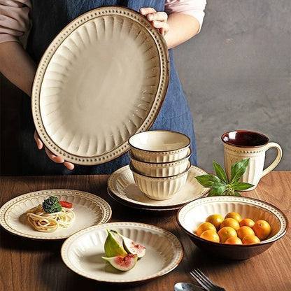 Cerelith Retro Medieval Tableware Dinnerware Set Ceramic Tableware Set