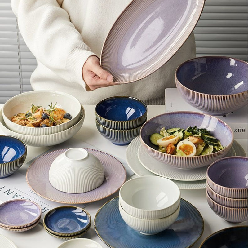 Cerelith Underglaze Color Ceramic Tableware Set, Beautiful Plates and Bowls Sets