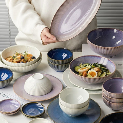 Cerelith Underglaze Color Ceramic Tableware Set, Beautiful Plates and Bowls Sets
