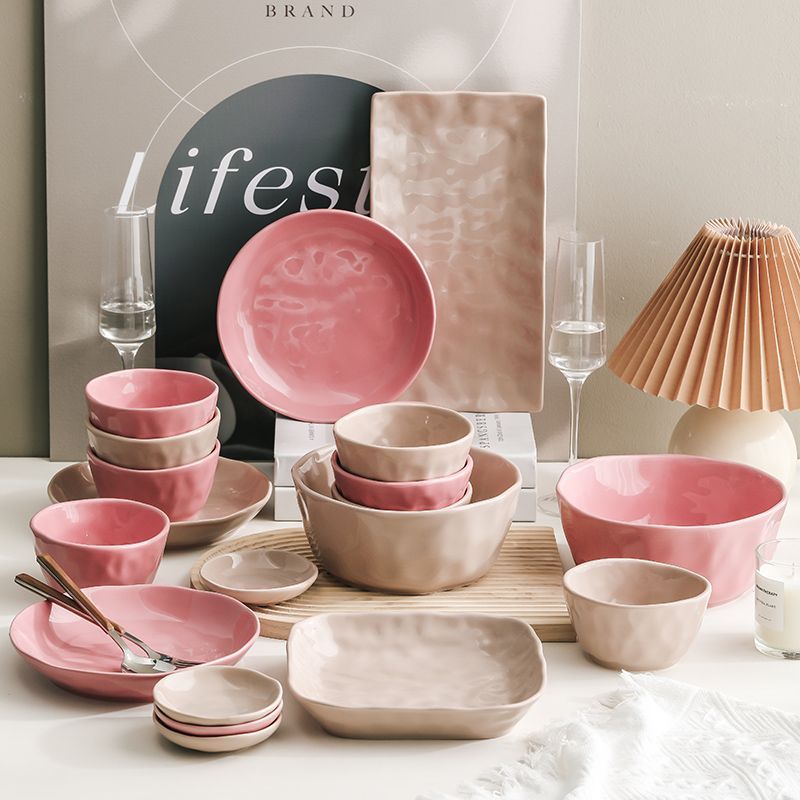 Cerelith Ice Berry Pink Plates and Bowls Sets Dishes and Dishes Set