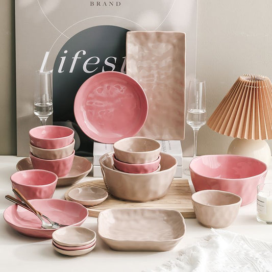 Cerelith Ice Berry Pink Plates and Bowls Sets Dishes and Dishes Set