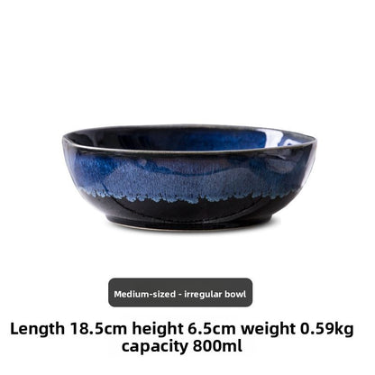 Cerelith Navy Blue Kiln Change Ceramic Tableware Salad Bowl Fruit Bowl Sweet Bowl Special Shape