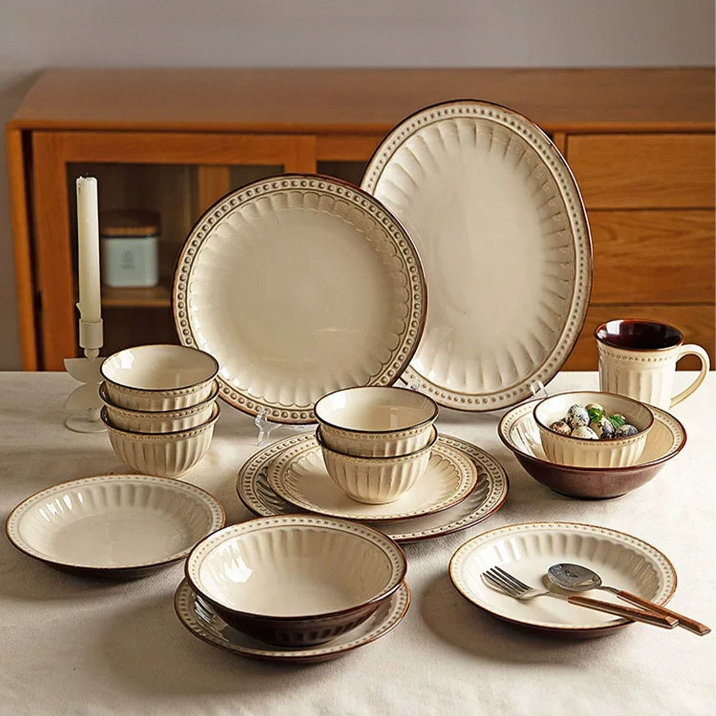 Cerelith Retro Medieval Tableware Dinnerware Set Ceramic Tableware Set