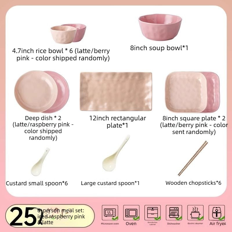 Cerelith Ice Berry Pink Plates and Bowls Sets Dishes and Dishes Set