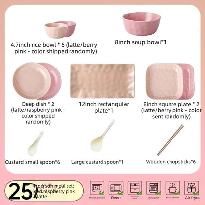 Cerelith Ice Berry Pink Plates and Bowls Sets Dishes and Dishes Set