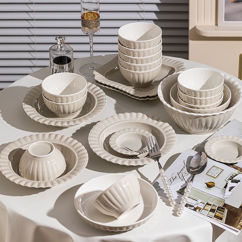 Cerelith dinnerware shell-shaped cream wind set