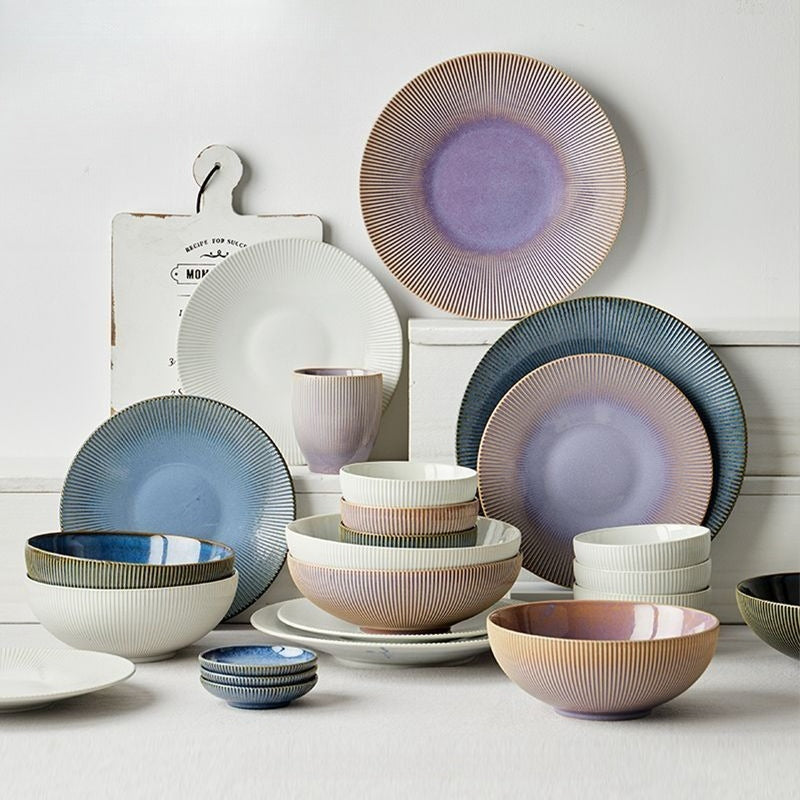 Cerelith Underglaze Color Ceramic Tableware Set, Beautiful Plates and Bowls Sets