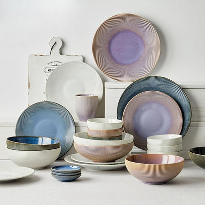 Cerelith Underglaze Color Ceramic Tableware Set, Beautiful Plates and Bowls Sets