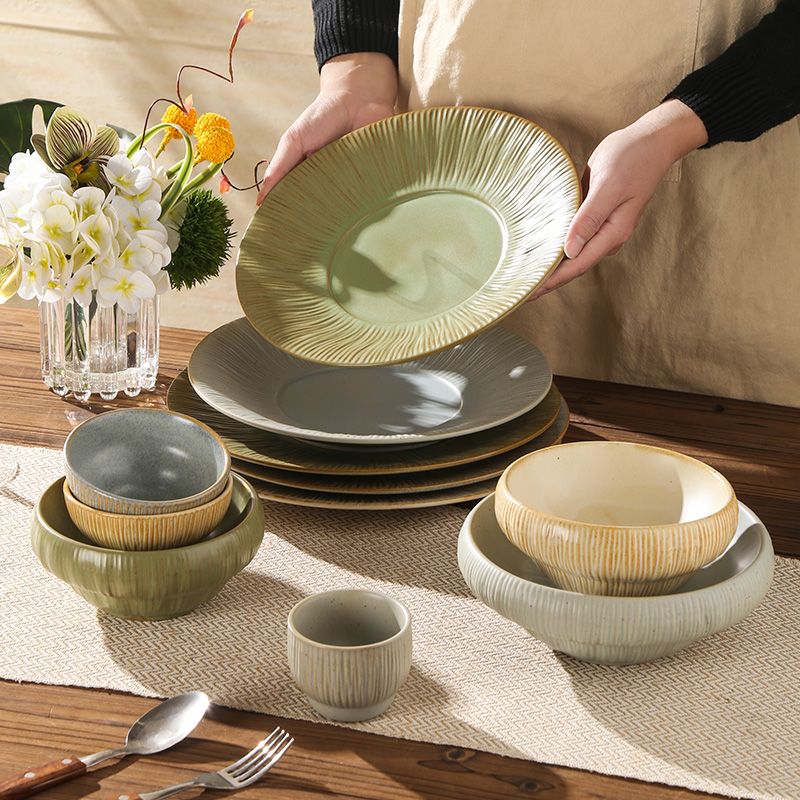 Cerelith Vintage Embossed Striped Dishes