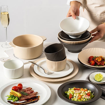 Cerelith Mocha Dinnerware Sets Underglaze Ceramic Tableware Set, Dish Set for Household New Home
