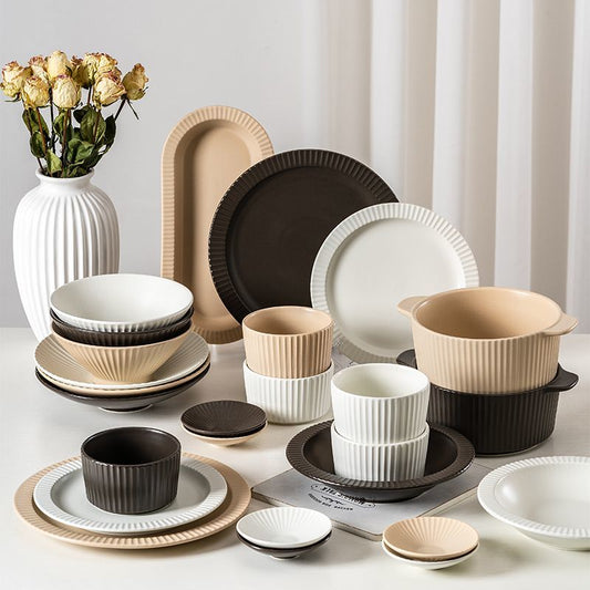 Cerelith Mocha Dinnerware Sets Underglaze Ceramic Tableware Set, Dish Set for Household New Home