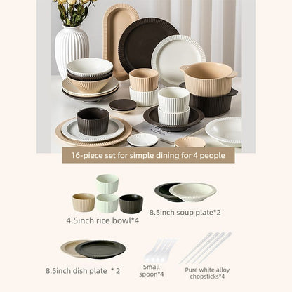 Cerelith Mocha Dinnerware Sets Underglaze Ceramic Tableware Set, Dish Set for Household New Home