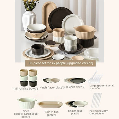 Cerelith Mocha Dinnerware Sets Underglaze Ceramic Tableware Set, Dish Set for Household New Home