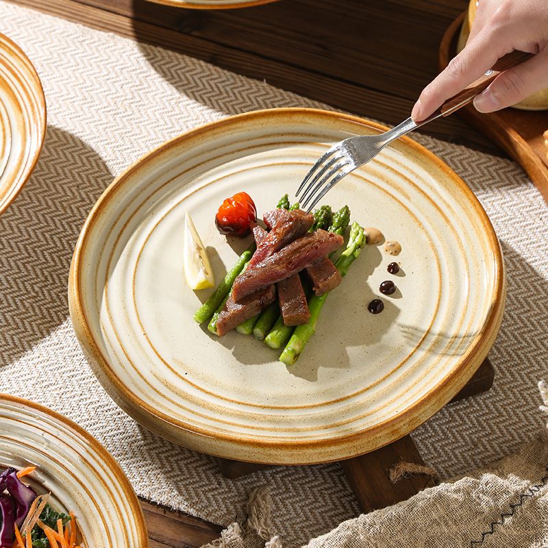 Cerelith Dinnerware Vintage Ceramic Striped Brown Set