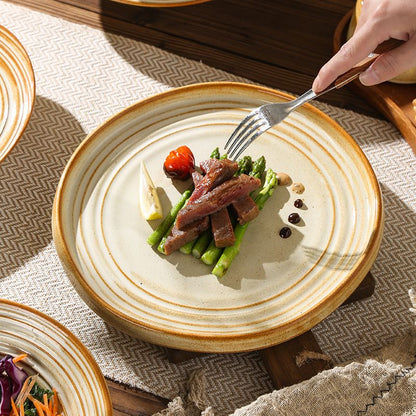 Cerelith Dinnerware Vintage Ceramic Striped Brown Set