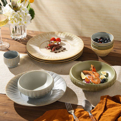 Cerelith Vintage Embossed Striped Dishes