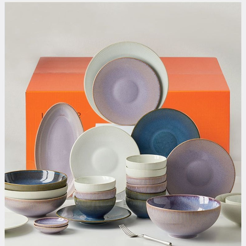 Cerelith Underglaze Color Ceramic Tableware Set, Beautiful Plates and Bowls Sets
