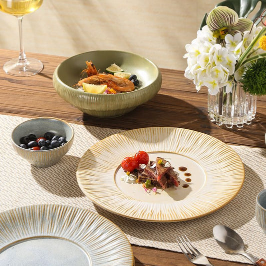 Cerelith Vintage Embossed Striped Dishes