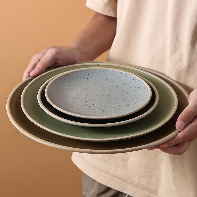 Cerelith Simple Minimalist Style Ceramic Flat Plate for Steak Pasta Flat Plate Fruit Plate