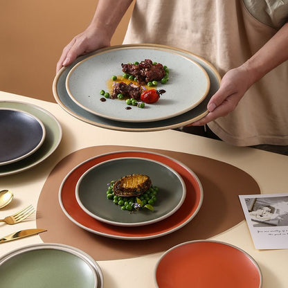 Cerelith Simple Minimalist Style Ceramic Flat Plate for Steak Pasta Flat Plate Fruit Plate