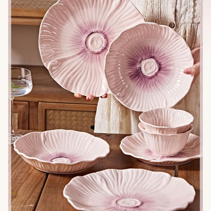 Cerelith Dinnerware Sets Bowl Set Underglaze Flower Ceramic Tableware Set Full Set of 4