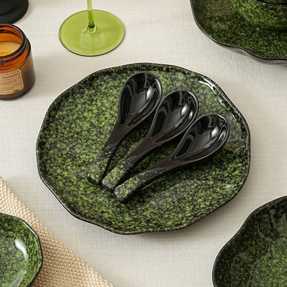 Cerelith Retro Green  Underglaze Color Dishes Dinnerware Set, Tableware