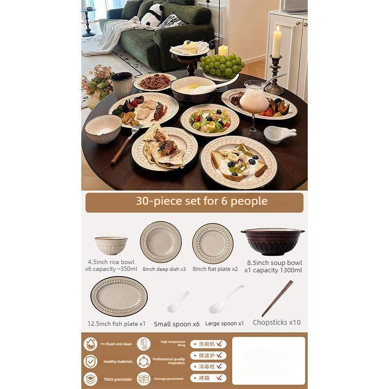 Cerelith Retro Medieval Tableware Dinnerware Set Ceramic Tableware Set