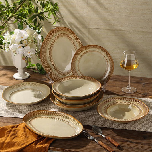 Cerelith dishwares lace textured bowl and plate
