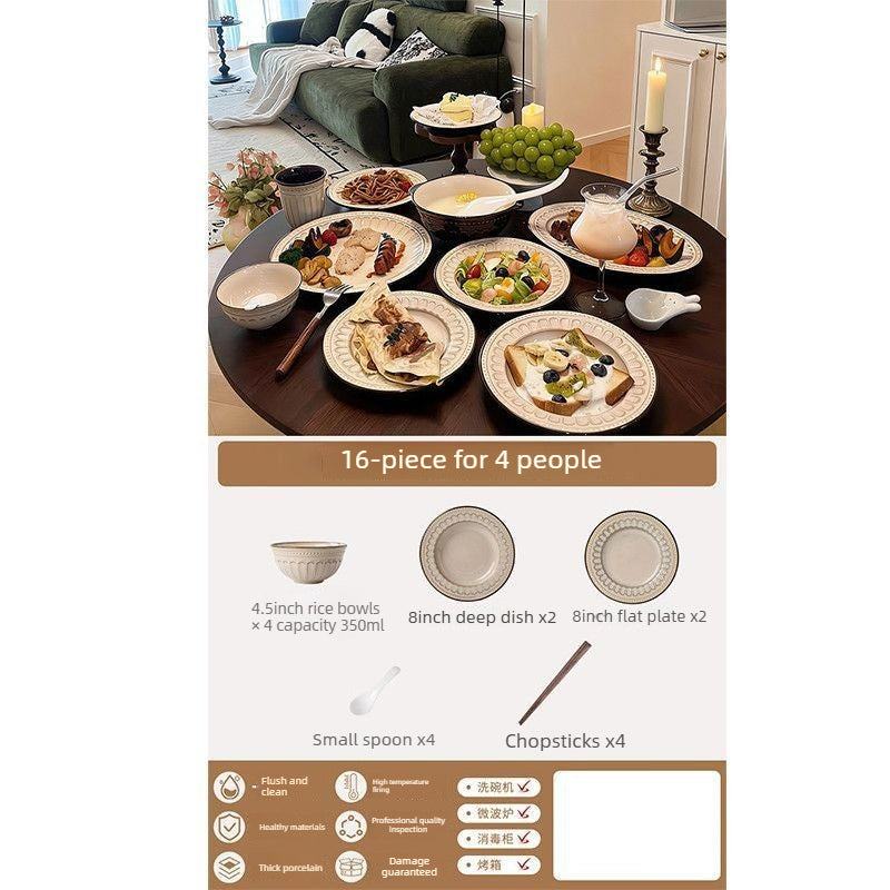 Cerelith Retro Medieval Tableware Dinnerware Set Ceramic Tableware Set