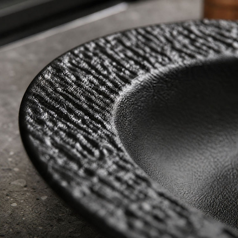Cerelith Black and White Rock Ceramic Plates for Pasta Breakfast