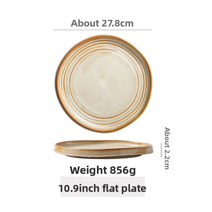 Cerelith Vintage Coffee Cups Striped Brown Ceramic Plates and Bowls