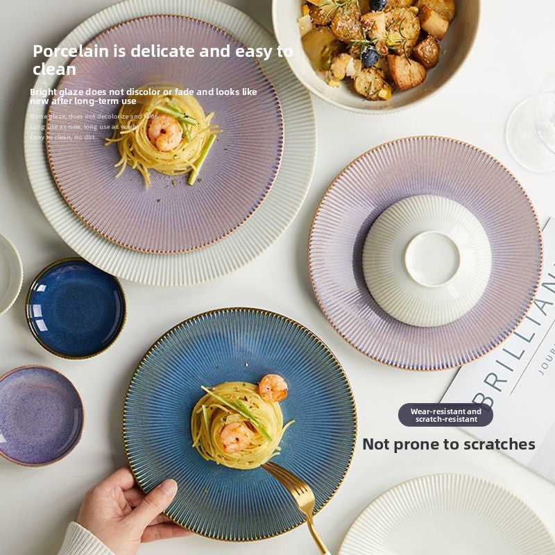 Cerelith Underglaze Color Ceramic Tableware Set, Beautiful Plates and Bowls Sets