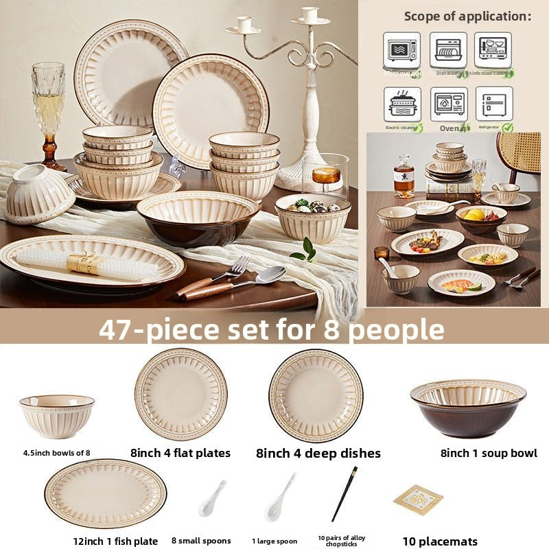 Cerelith dinnerware retro relief color matching set