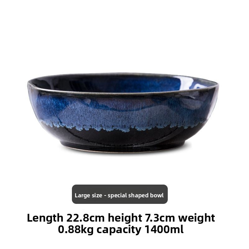 Cerelith Navy Blue Kiln Change Ceramic Tableware Salad Bowl Fruit Bowl Sweet Bowl Special Shape