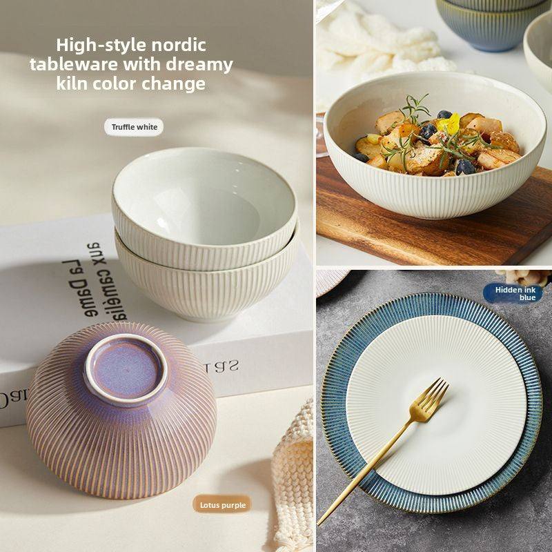 Cerelith Underglaze Color Ceramic Tableware Set, Beautiful Plates and Bowls Sets