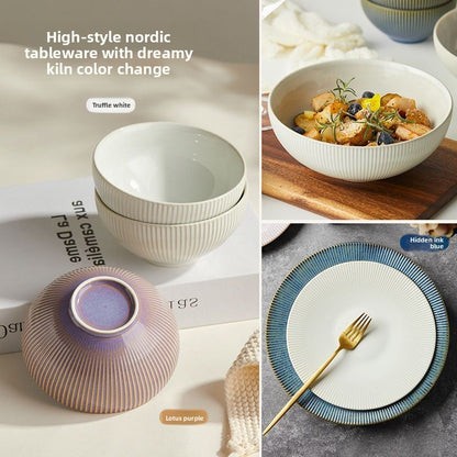 Cerelith Underglaze Color Ceramic Tableware Set, Beautiful Plates and Bowls Sets