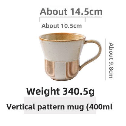 Cerelith Vintage Coffee Cups Striped Brown Ceramic Plates and Bowls
